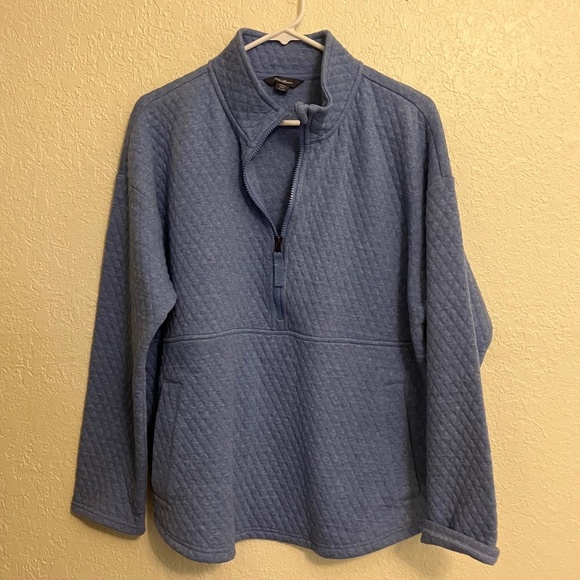 Eddie Bauer Tops - Eddie Bauer Women's Heathered Colony Blue Quilted 1/2 Zip Pullover Used- Size XL